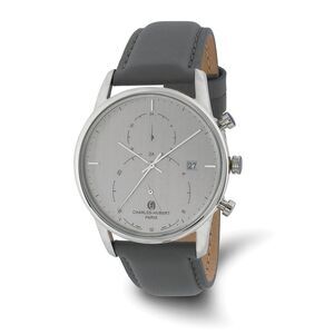 Charles Hubert Mens Stainless Steel Grey Dial Dual Time Watch